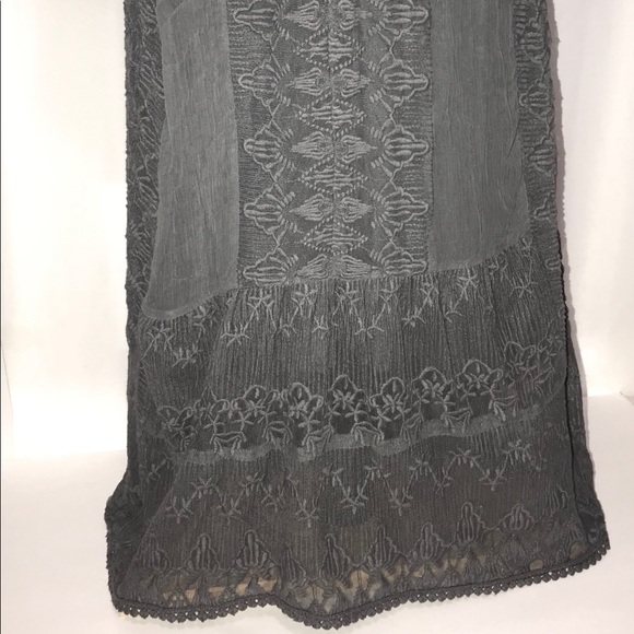 Sundance Gray Viviana Chiffon Column Embroidered Lace Long sleeve Dress - Picture 5 of 16